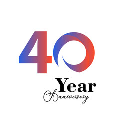 40 Years Anniversary Celebration Rainbow Color Vector Template Design Illustration