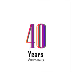 40 Years Anniversary Celebration Rainbow Color Vector Template Design Illustration