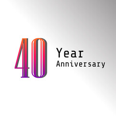 40 Years Anniversary Celebration Rainbow Color Vector Template Design Illustration