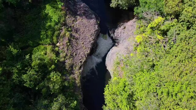 Beautiful waterfall and river of East Reunion island, Bassin La Paix