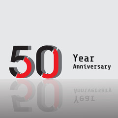 50 Years Anniversary Celebration Black Red Color Vector Template Design Illustration