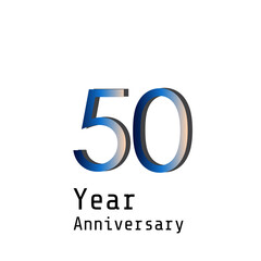 50 Years Anniversary Celebration Blue Color Vector Template Design Illustration