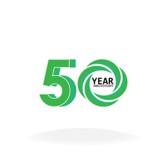 50 Years Anniversary Celebration Green Color Vector Template Design Illustration