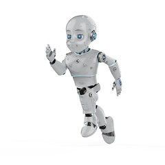 Fototapeta premium Cute robot with cartoon character