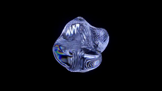 Abstract crystal glass sphere with dispersion and refraction isolated on clack background. 3d render illustration	
