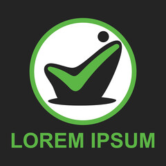 massage chair logo, massage chair logo with a check mark