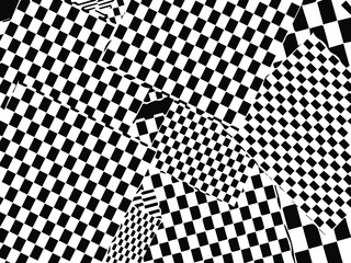 abstract background consists of black and white squares intersecting at different angles 