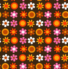 seamless pattern with simple flowers in the style of the 70 ©  Shamanska Kate