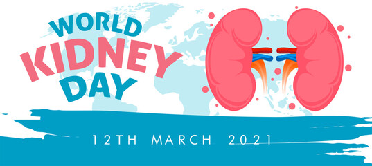 Illustration Of World Kidney Day Poster Or Banner Background.Kidney care logo design. Urology vector design. World kidney day logotype
