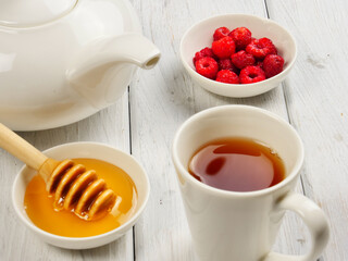 cup of tea with strawberry