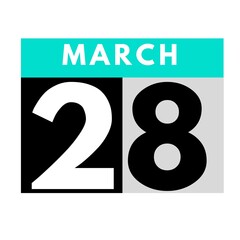 March 28 . flat daily calendar icon .date ,day, month .calendar for the month of March