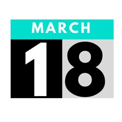 March 18 . flat daily calendar icon .date ,day, month .calendar for the month of March