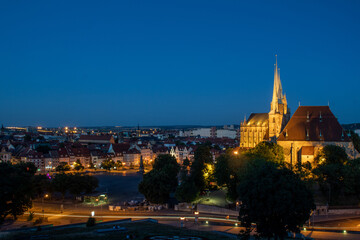 Naklejka premium view of the night sky over the erfurt cathedral in thuringia