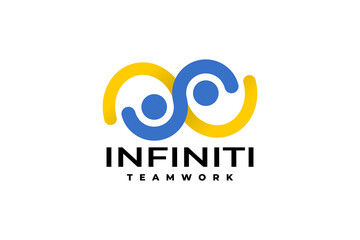 combination of teamwork symbol and infinity shape. isolated community logo vector template.