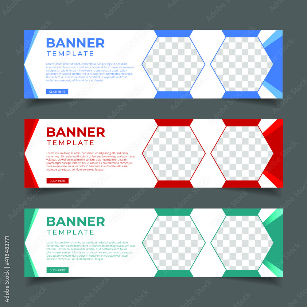 Wall mural modern abstract web banner with place for photo. horizontal layout template. business ad banner. vec