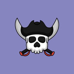 Skull head cute mascot design 