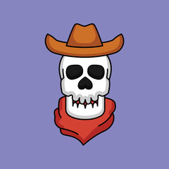 Skull head cute mascot design 