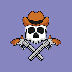 Skull head cute mascot design 