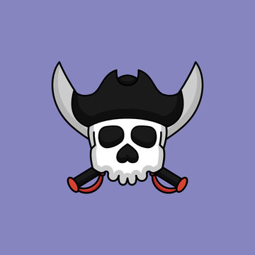Skull head cute mascot design 