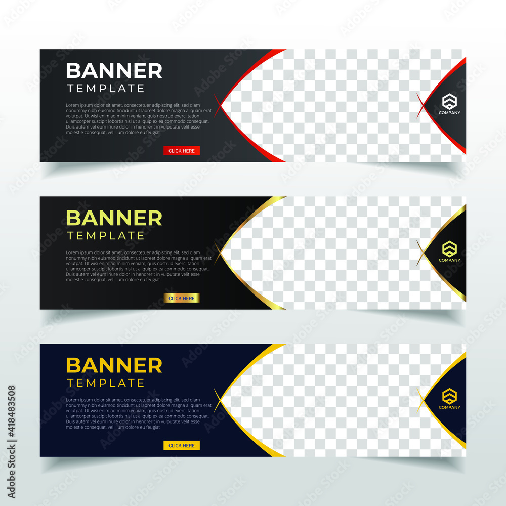 Wall mural modern abstract web banner with place for photo. horizontal layout template. business ad banner. vec