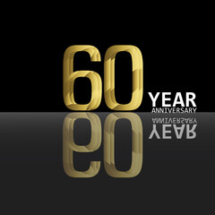 60 Years Anniversary Celebration Gold Black Background Color Vector Template Design Illustration