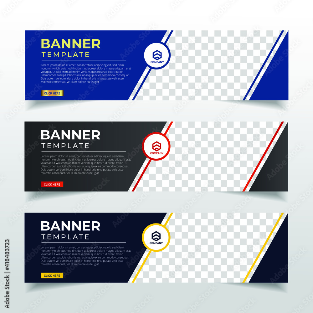 Wall mural modern abstract web banner with place for photo. horizontal layout template. business ad banner. vec
