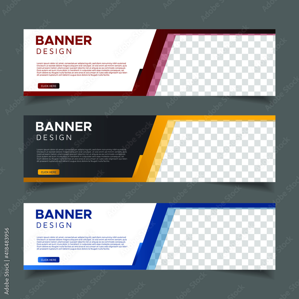 Wall mural modern abstract web banner with place for photo. horizontal layout template. business ad banner. vec