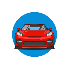 Fototapeta na wymiar Red sport car front view, vector illustration