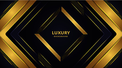 Luxury golden gradient color geometric shapes with pattern modern background premium vector.