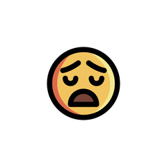 Sad Give Up Tired Emoticon Icon Logo Vector Illustration. Outline Style..