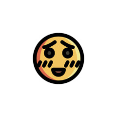 Happy Sad Smile Blushing Face Emoticon Icon Logo Vector Illustration. Outline Style..
