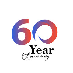 Obraz premium 60 Years Anniversary Celebration Rainbow Color Vector Template Design Illustration