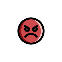 Furious Face Emoticon Icon Logo Vector Illustration. Outline Style..
