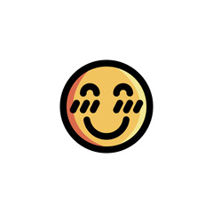 Big Smile Blushing Happy Emoticon Icon Logo Vector Illustration. Outline Style..