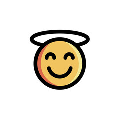 Angel Smile Emoticon Icon Logo Vector Illustration. Outline Style..