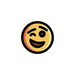 Smile Wink Emoticon Icon Logo Vector Illustration. Outline Style..