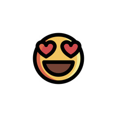 Obraz premium Very Happy in Love Emoticon Icon Logo Vector Illustration. Outline Style..