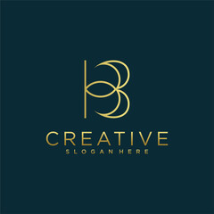 letter B logo with attractive line concept, golden gradient color. Premium Vektor, part 1