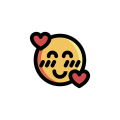 Smile Blushing Happy in Love Emoticon Icon Logo Vector Illustration. Outline Style..