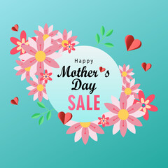 Obraz premium Mother s day sale banner with beautiful chamomile flowers. Paper cut style, digital craft style.