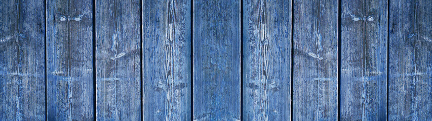 Abstract grunge old blue painted wooden texture - wood background panorama long banner