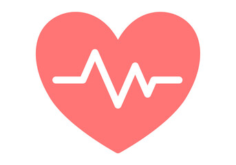 ハートと心電図のシンプルなデザインのイラスト