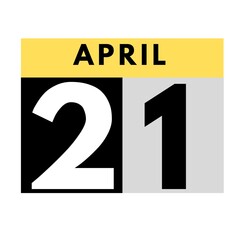 April 21. flat daily calendar icon .date ,day, month .calendar for the month of April