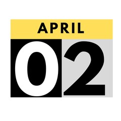 April 2 . flat daily calendar icon .date ,day, month .calendar for the month of April