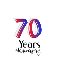 70 Years Anniversary Celebration Rainbow Color Vector Template Design Illustration