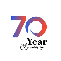 70 Years Anniversary Celebration Rainbow Color Vector Template Design Illustration