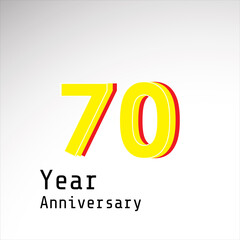 70 Years Anniversary Celebration Yellow Color Vector Template Design Illustration