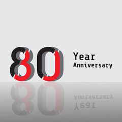 80 Years Anniversary Celebration Black Red Color Vector Template Design Illustration
