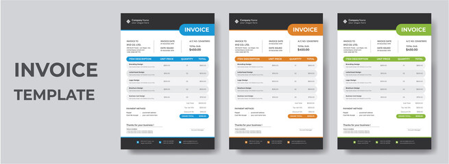 Minimal Corporate Business Invoice design template vector illustration bill form price invoice. Creative invoice template vector. business stationery design payment agreement design template - obrazy, fototapety, plakaty
