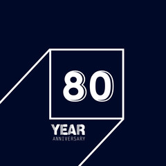 80 Years Anniversary Celebration Blue Color Vector Template Design Illustration
